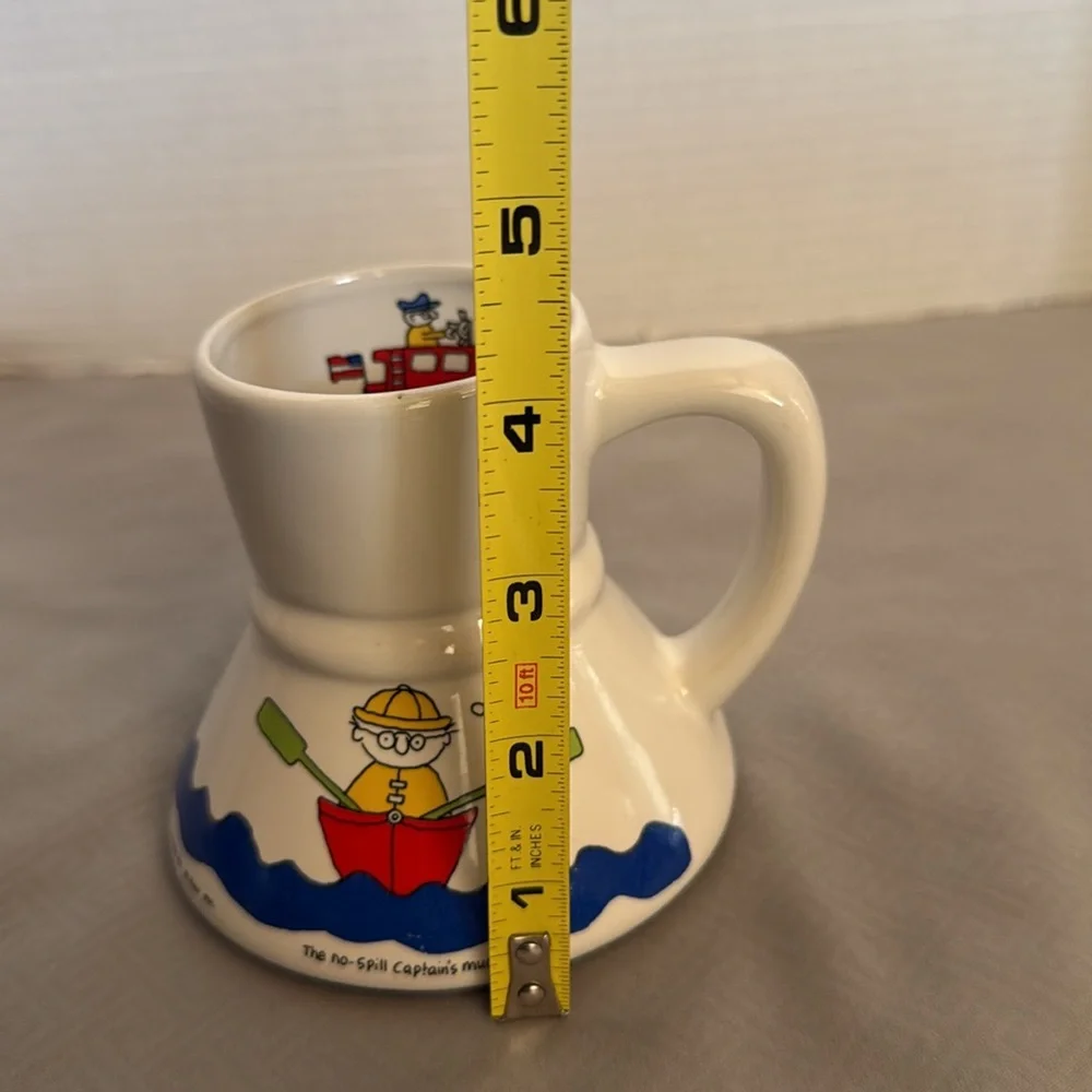 Vintage The No-Spill Captain’s Mug Coffee To Go Cartoon Fisherman Fishing 1982